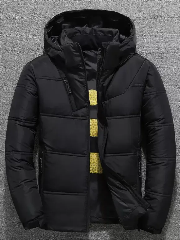 Veste Matelassé Chaud Hiver Homme Zippée En Polyester Décontracté