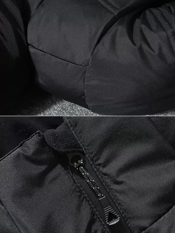 Veste Matelassé Chaud Hiver Homme Zippée En Polyester Décontracté