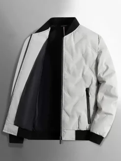 Veste Matelassée Poche À Glissière Éclaire Homme En Polyester Élégante