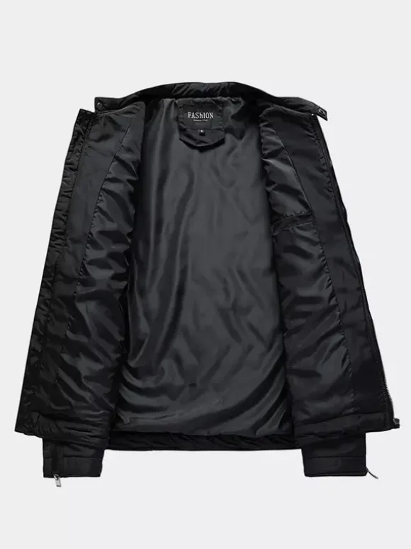Veste motard décontractée à manches longues pour homme avec fermeture éclair et motif losange en coton