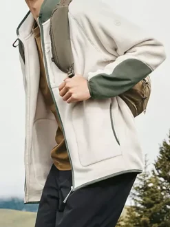 Veste Polaire Col Montant Homme Manteau Chaud D'hiver Imprimé Losanges