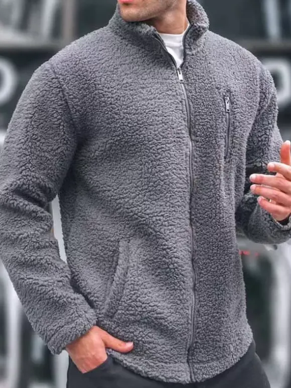 Veste Polaire Pour Homme Manteau Poches À Glissière Éclaire Chaud Confortable