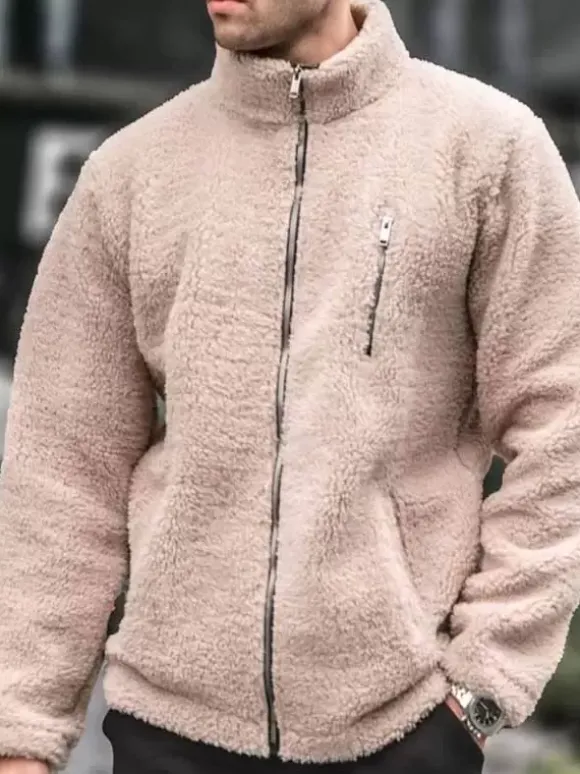 Veste Polaire Pour Homme Manteau Poches À Glissière Éclaire Chaud Confortable