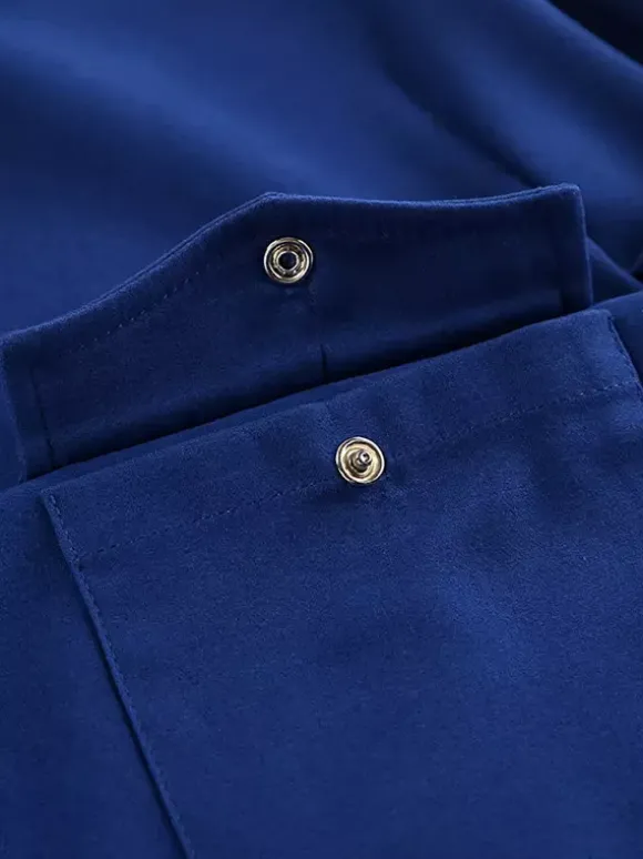 Veste pour femme col rabattu boutons sur le devant style décontracté veste bleue pour femme