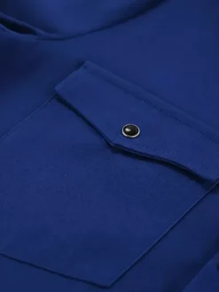 Veste pour femme col rabattu boutons sur le devant style décontracté veste bleue pour femme