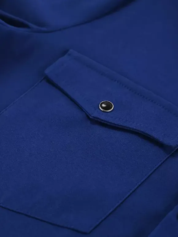 Veste pour femme col rabattu boutons sur le devant style décontracté veste bleue pour femme