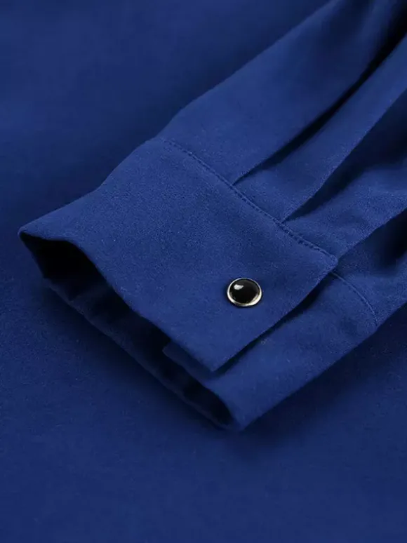 Veste pour femme col rabattu boutons sur le devant style décontracté veste bleue pour femme