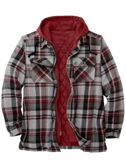 Veste Pour Homme Plaid Coton Fibres Moderne