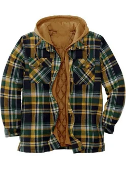 Veste Pour Homme Plaid Coton Fibres Moderne