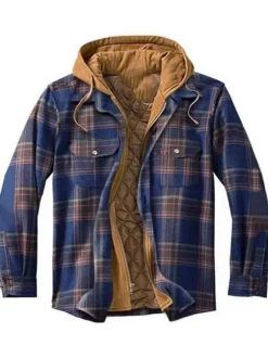 Veste Pour Homme Plaid Coton Fibres Moderne