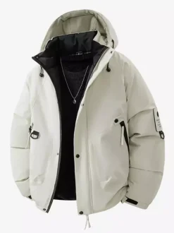 Vestes à capuche pour hommes manteaux d'hiver patchwork à manches longues