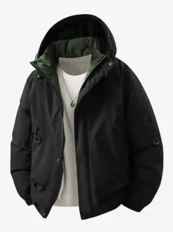Vestes à capuche pour hommes manteaux d'hiver patchwork à manches longues