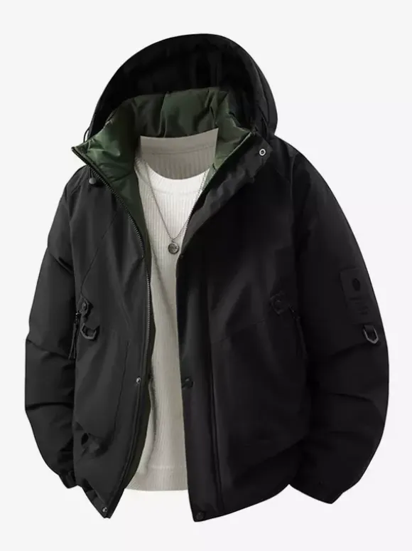 Vestes à capuche pour hommes manteaux d'hiver patchwork à manches longues