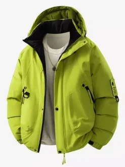 Vestes à capuche pour hommes manteaux d'hiver patchwork à manches longues