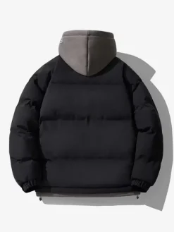 Vestes En Doublure Chaud Hiver Chic Noir Glissière Éclaire Décontracté à capuche