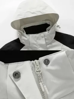 Vestes Homme Chic Color Block Décontracté À Capuche Beige Moderne