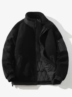 Vestes Matelassées Pour Hommes Manteaux Chic Marron Café Cool Poches Décontracté