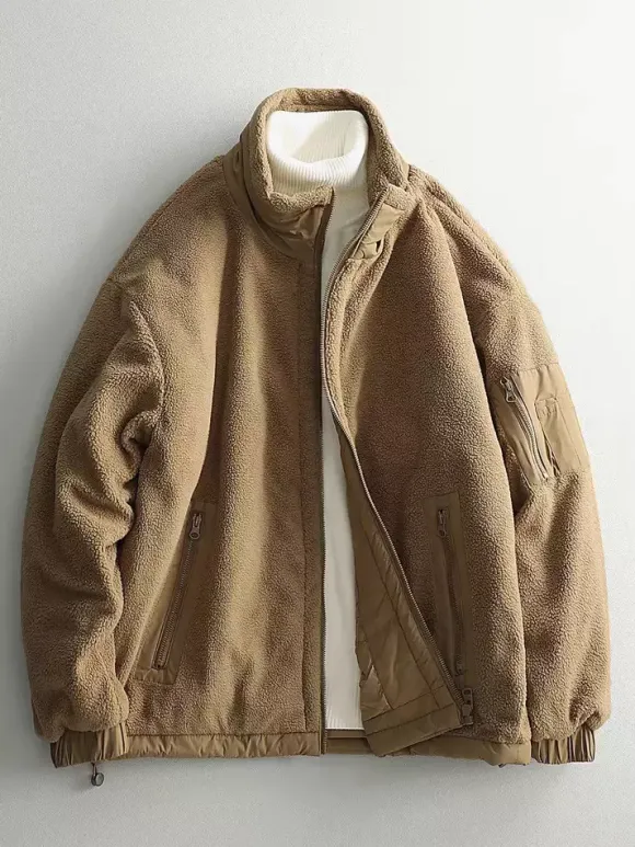 Vestes Matelassées Pour Hommes Manteaux Chic Marron Café Cool Poches Décontracté