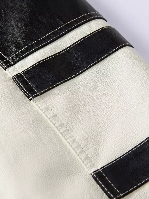 Vestes pour hommes avec détails zippés et blocs de couleurs Vestes de moto en similicuir