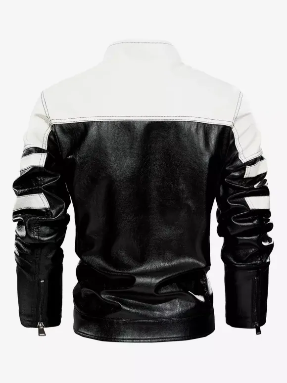 Vestes pour hommes avec détails zippés et blocs de couleurs Vestes de moto en similicuir