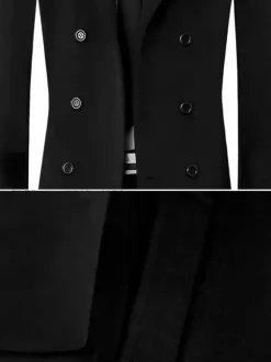 Vestes Pour Hommes Manteaux Double Boutonnage Col Rabattu Chic Noir