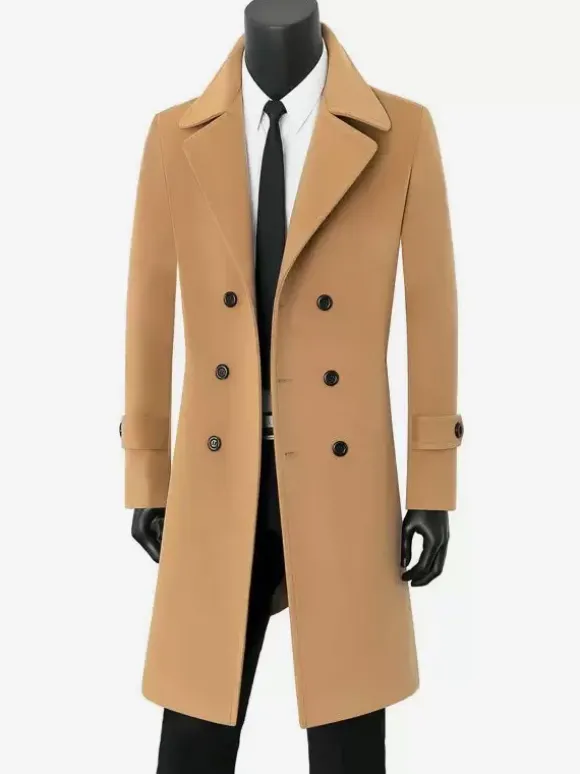 Vestes Pour Hommes Manteaux Double Boutonnage Col Rabattu Chic Noir