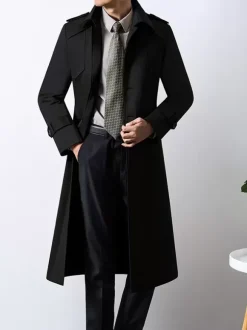 Vestes pour hommes Manteaux Bouton Col rabattu Confortable Kaki Élégant