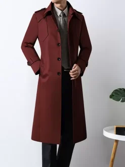 Vestes pour hommes Manteaux Bouton Col rabattu Confortable Kaki Élégant