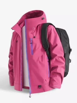 Vestes d'extérieur à capuche pour hommes manteaux coupe-vent pour couple avec poche poitrine zippée unique et poches latérales zippées
