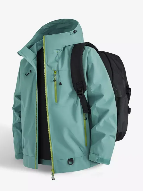 Vestes d'extérieur à capuche pour hommes manteaux coupe-vent pour couple avec poche poitrine zippée unique et poches latérales zippées
