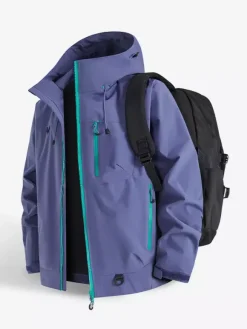 Vestes d'extérieur à capuche pour hommes manteaux coupe-vent pour couple avec poche poitrine zippée unique et poches latérales zippées