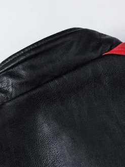 Vestes en cuir pour hommes en cuir PU coupe-vent en patchwork noir manteaux d'hiver