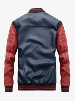 Vestes en cuir pour hommes Vestes aviateur à manches longues et à blocs de couleurs