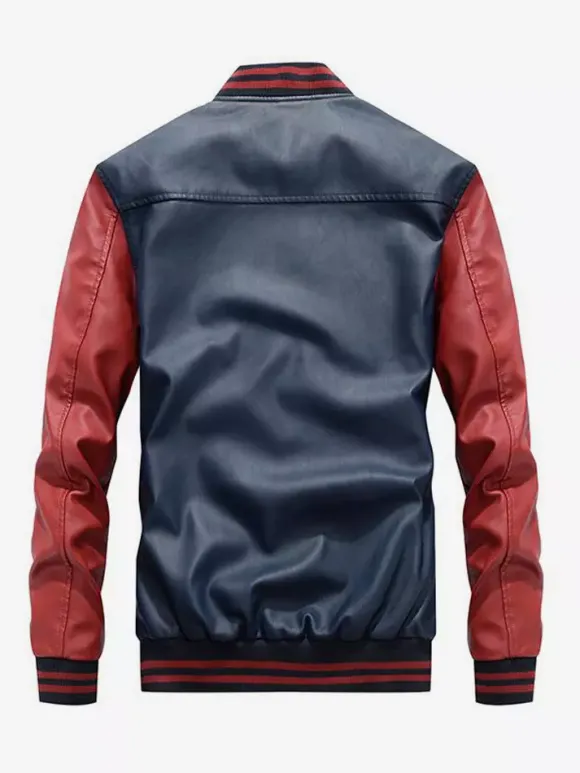 Vestes en cuir pour hommes Vestes aviateur à manches longues et à blocs de couleurs