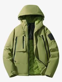 Vestes En Doublure Chaud Hiver Chic Beige Noir Glissière Éclaire Décontracté