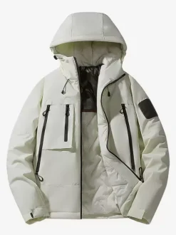 Vestes En Doublure Chaud Hiver Chic Beige Noir Glissière Éclaire Décontracté