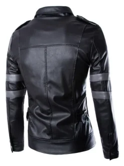 Vestes en similicuir pour hommes coupe-vent à col montant veste de motard vêtements d'extérieur
