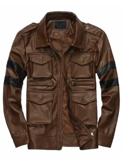 Vestes en similicuir pour hommes coupe-vent à col montant veste de motard vêtements d'extérieur