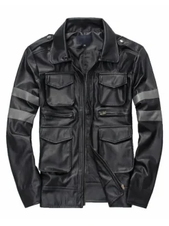 Vestes en similicuir pour hommes coupe-vent à col montant veste de motard vêtements d'extérieur