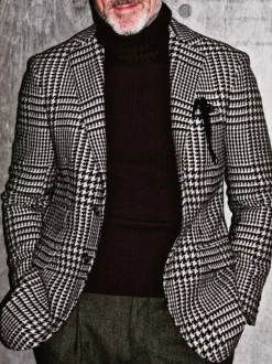 Vestes Et Manteaux Hommes Casuel Plaid Noir Chic Simple Costume Blazer