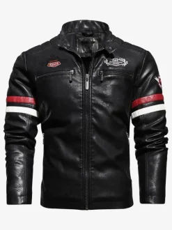 Vestes Homme Glissière Manteaux Veste Décontracté Homme Rayures Rouge Cool Jacket