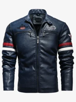 Vestes Homme Glissière Manteaux Veste Décontracté Homme Rayures Rouge Cool Jacket