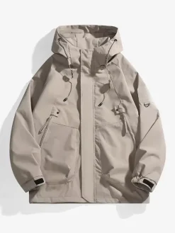 Vestes Manteaux Veste Hommes Vestes Chic Noir À Capuche Imperméable