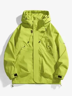 Vestes Manteaux Veste Hommes Vestes Chic Noir À Capuche Imperméable