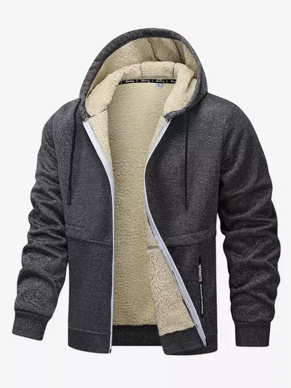 Vestes polaires à capuche pour hommes manches longues fermeture éclair manteaux d'hiver