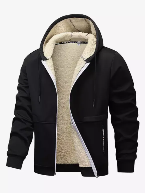 Vestes polaires à capuche pour hommes manches longues fermeture éclair manteaux d'hiver