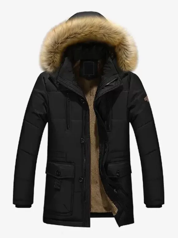 Vestes Pour Hommes Manteaux À Capuche Fausse Fourrure Parka Décontracté