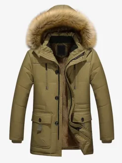 Vestes Pour Hommes Manteaux À Capuche Fausse Fourrure Parka Décontracté