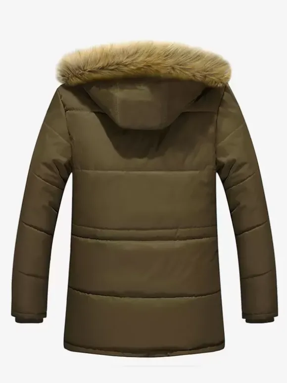 Vestes Pour Hommes Manteaux À Capuche Fausse Fourrure Parka Décontracté