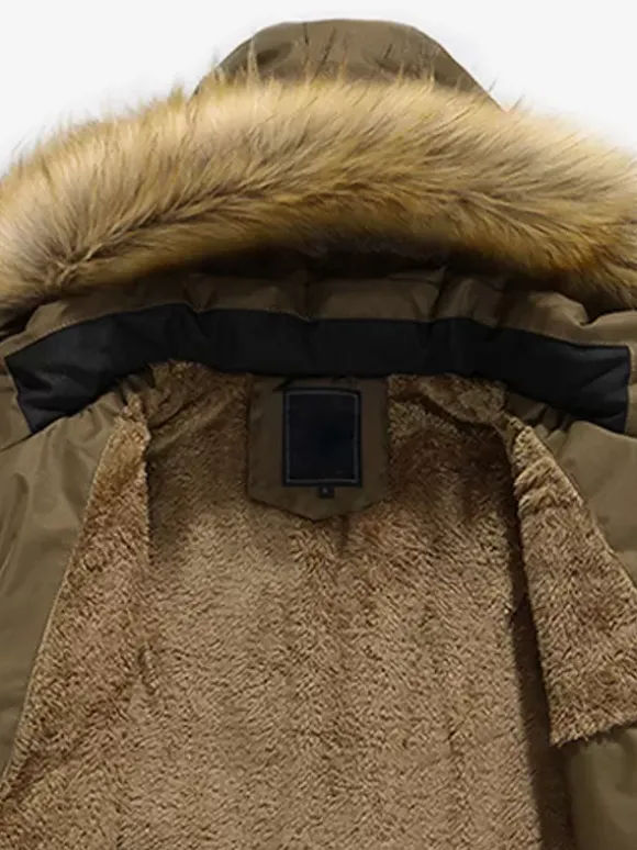 Vestes Pour Hommes Manteaux À Capuche Fausse Fourrure Parka Décontracté
